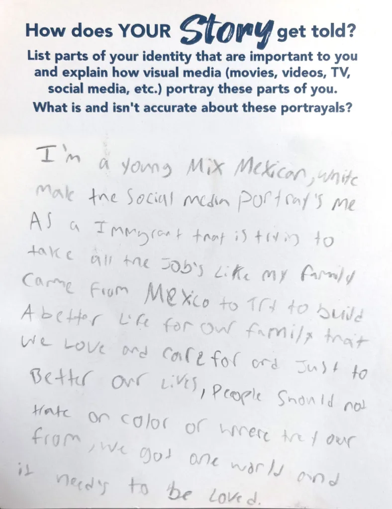 [Disclaimer: grammar left as authors intended] I’m a young Mix Mexican, white male the social media portray’s me as a immigrant that is trying to take all the job’s like my family came from Mexico to try to build A better life for our family that we love and care for and just to better our lives, people should not hate on color or where they our from, ive got one world and it needs to be loved.