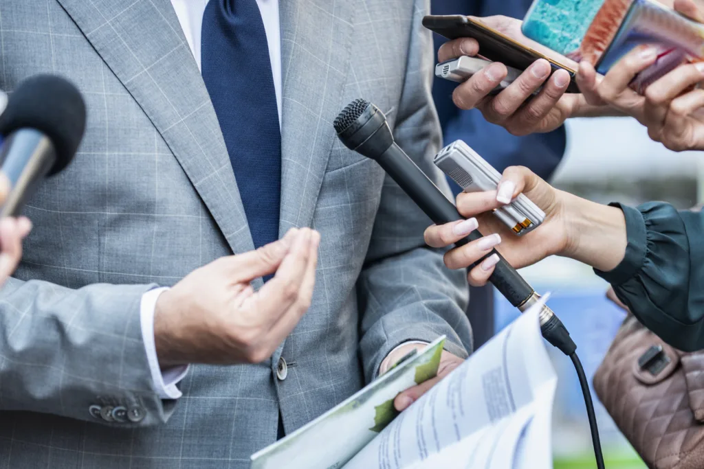 Media Interview. Journalists Interviewing Politician or Business